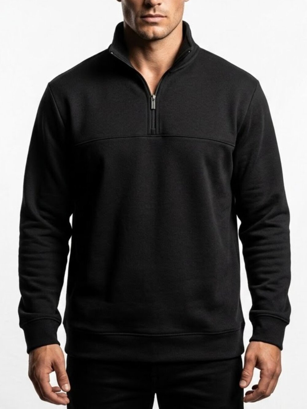 Perry Ellis Techwear Black Neoprene Quarter Zip Pullover Sweatshirt XXL